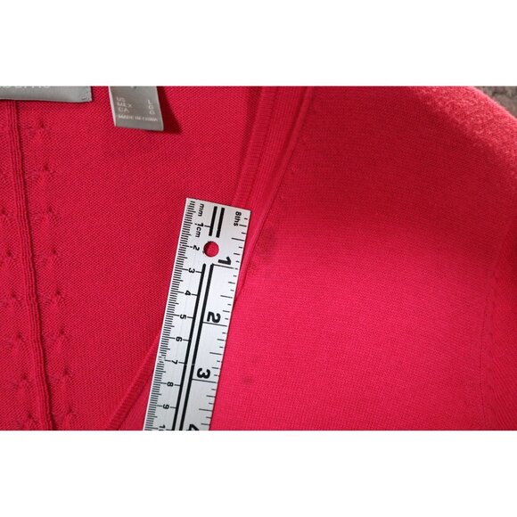 Liz Claiborne Woman's Red V-Neck Cardigan Sweater Size L Flawed - Picture 5 of 11